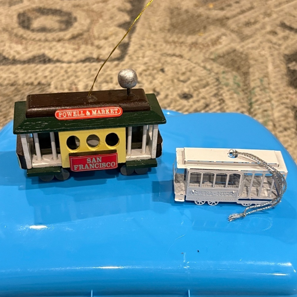 Vintage San Francisco Cable Car Christmas Ornaments Powell and Hyde